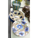 A 'NEST' STUDIO POTTERY BOWL AND PLANT POT, A LARGE BLUE GLAZED STUDIO POTTERY BOWL, A STUDIO