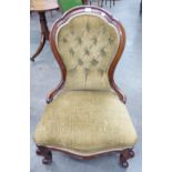 AN EARLY VICTORIAN MAHOGANY FRAMED OPEN ARMCHAIR