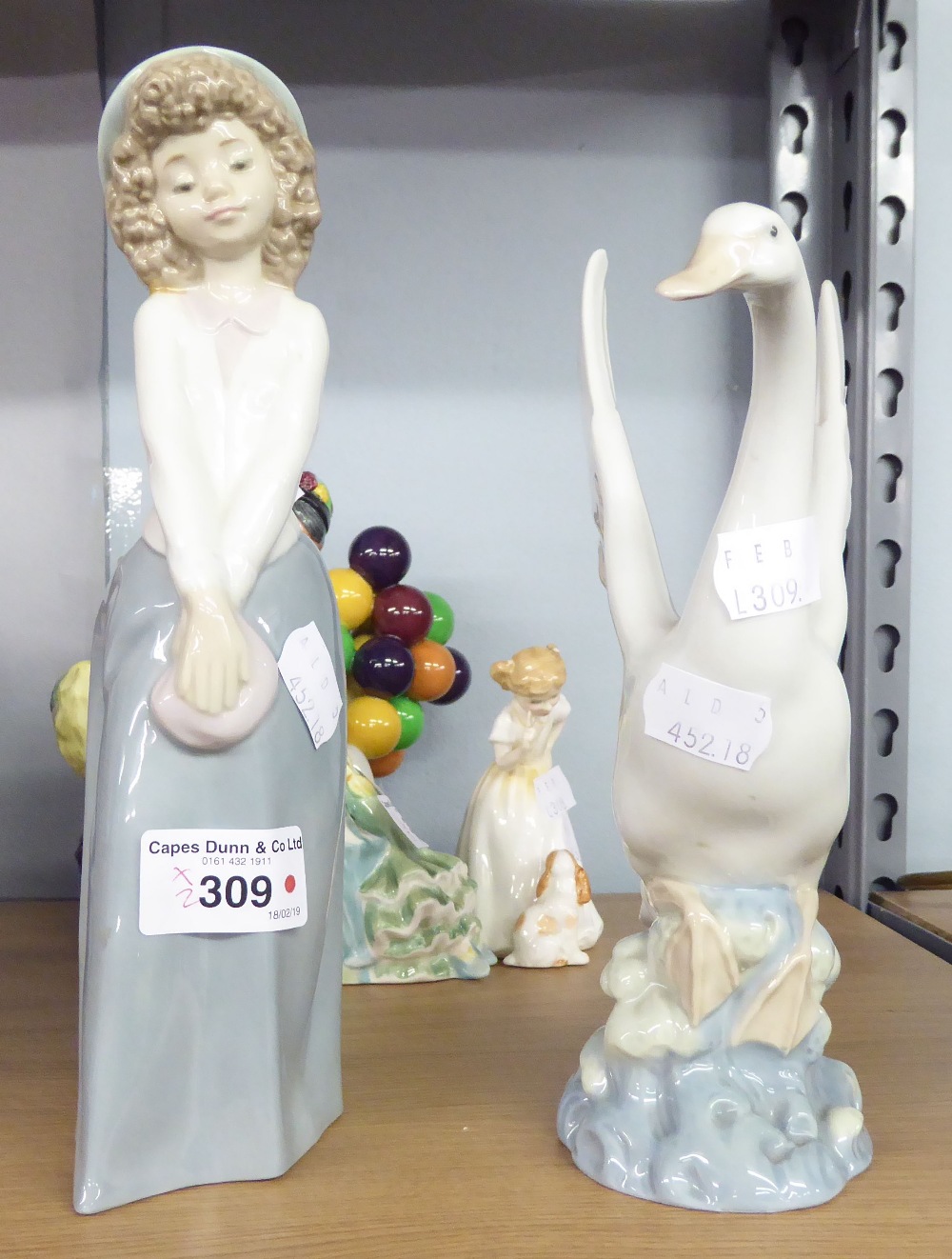 NAO FIGURINES; SWAN AND A YOUNG GIRL (2)