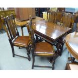 OAK FOLD OUT DINING TABLE AND OUR SPIRAL FRAMED DINING CHAIRS (cane a.f. on one)