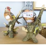 A PAIR OF CAPO-DI-MONTE MODELS OF PERCHED BIRDS (2)