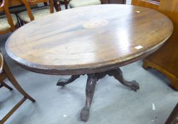 EDWARDIAN INLAID MAHOGANY TILT-TOP BREAKFAST TABLE