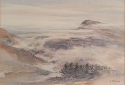 BARBARA TOMLINSON (Contemporary) WATERCOLOUR 'Morning Mist' Signed 12 3/4" x 18 3/4" (32.5cm x 47.