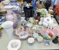 GROUP OF MID 20TH CENTURY ND LATER PORCELAIN ITEMS TO INCLUDE; LARGE GINGER JAR AND COVER, VASES,