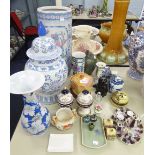 GROUP OF MID 20TH CENTURY AND LATER PORCELAIN ITEMS TO INCLUDE; PAIR OF FLORENTINE DISHES WITH
