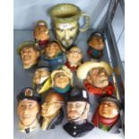 COLLECTION OF 'BOSSONS OF CONGLETON' BUST POTTERY WALL PLAQUES, TWELVE TO INCLUDE MR PICKWICK,