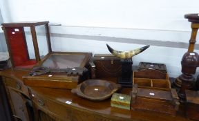 A SELECTION OF WOODEN BOXES, DISPLAY CASES ETC.....