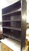 A BLACK STAINED WOOD FIVE TIER OPEN BOOKCASE