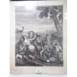 AFTER FRANCESCO PETRUCCI 18th CENTURY ENGRAVING Cattle scene 18" x 14" (46 x 35.5cm) not framed or