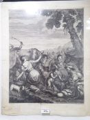 AFTER FRANCESCO PETRUCCI 18th CENTURY ENGRAVING Cattle scene 18" x 14" (46 x 35.5cm) not framed or