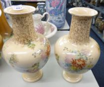 PAIR OF DOULTON BURSLEM BLUSH VASES, BALUSTER FORM WITH BOTTLE NECKS AND FLARED RIMS (2)