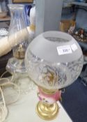 CLEAR GLASS OIL LAMP, AND ANOTHER ADAPTED (2)