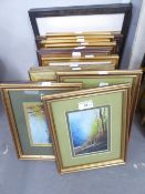 KEITH JACKSON (MODERN) SET OF FOUR WATERCOLOUR DRAWINGS Woodland scenes Signed 4" x 6" (10.2cm x