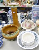 CROWNFORD BURSLEM TOILET BOWL AND LARGER, TOILET JUG AND BOWL, ENGLISH JARDINIERE ON STAND WITH LEAF