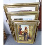FIVE LARGE COLOUR PRINTS IN GILT FRAMES, mostly after Old Masters, and ANOTHER, (6)