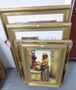 FIVE LARGE COLOUR PRINTS IN GILT FRAMES, mostly after Old Masters, and ANOTHER, (6)