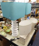 TWO PAIRS OF MODERN CERAMIC ELECTRIC TABLE LAMPS WITH SHADES