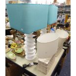 TWO PAIRS OF MODERN CERAMIC ELECTRIC TABLE LAMPS WITH SHADES