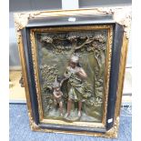 AFTER MOREAU MOULDED FRAMED WALL HANGING OF A YOUNG GIRL AND CHERUB AND AN ORNATE CLASSICAL INSPIRED