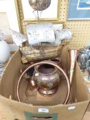 QUANTITY OF BRASSWARES TO INCLUDE; SHIP, VASES, HORN ETC...