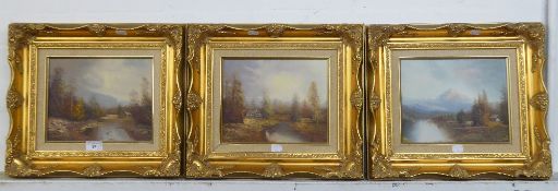 A SUITE OF THREE MODERN OIL PAINTINGS SIGNED 'CAMPBELL' LANDSCAPES (3)