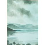 K.J. GILLIBRAND (TWENTIETH/ TWENTY FIRST CENTURY) WATERCOLOUR 'Dusk over Highland Loch' Signed,