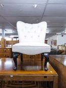 MODERN VICTORIAN STYLE BUTTON UPHOLSTERED BOUDOIR ARMLESS, LOW SEATED NURSING CHAIR