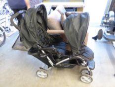 GRACO STADIUM DUO DOUBLE PUSHCHAIR, HAVING FOOT RESTS, RETRACTABLE SUN VISORS, BASKET TO THE BOTTOM,