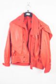 LADY'S 'SPINX' RED LEATHER AND GABERDINE BOMBER JACKET, size 12 and LADY'S 'JOUANNA' TURKISH WHITE