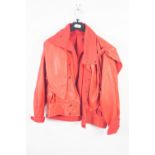 LADY'S 'SPINX' RED LEATHER AND GABERDINE BOMBER JACKET, size 12 and LADY'S 'JOUANNA' TURKISH WHITE