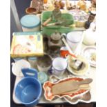 VARIOUS KITCHEN ITEMS; STORAGE TINS ONE WITH PASTRY CUTTERS, AND A FOUR TIER LAYER CAKE PAN SET