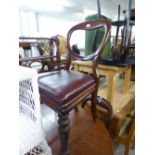 SET OF FOUR VICTORIAN MAHOGANY BALLOON BACK DINING CHAIRS, each with flat fronted drop-on seat