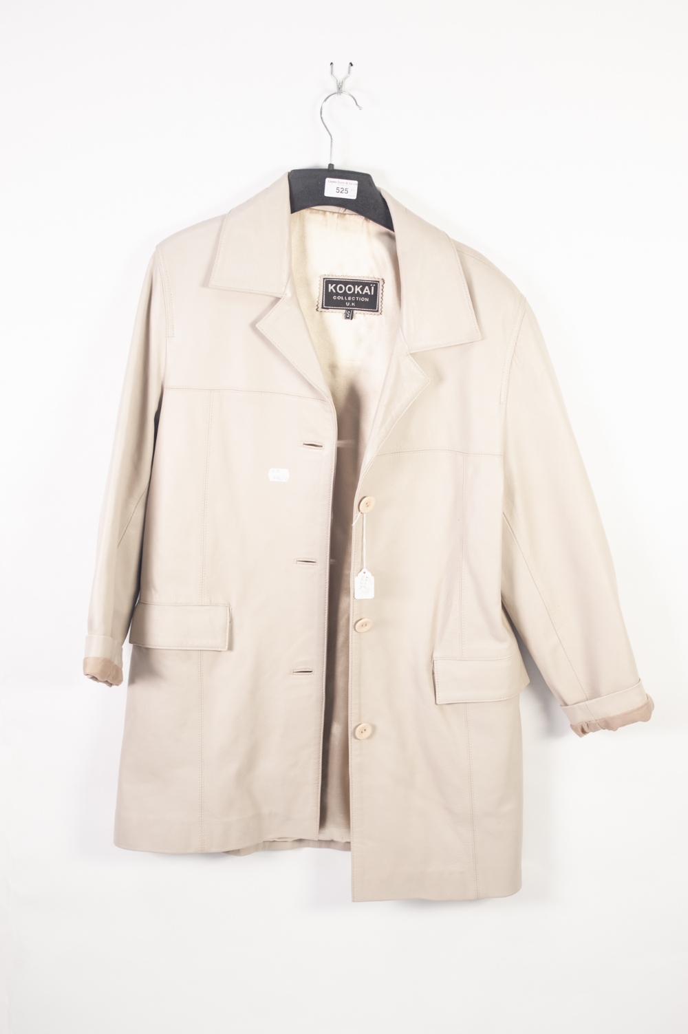 LADY'S 'KOOKAI', ENGLAND PALE GREY SOFT LEATHER 3/4 LENGTH COAT (small size) and a LADY'S RAMPEL,