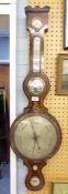 NINETEENTH CENTURY ROSEWOOD BANJO CASED BAROMETER, with 10" dial, removable thermometer, convex