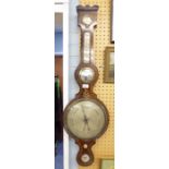 NINETEENTH CENTURY ROSEWOOD BANJO CASED BAROMETER, with 10" dial, removable thermometer, convex