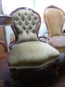 AN EARLY VICTORIAN MAHOGANY FRAMED OPEN ARMCHAIR