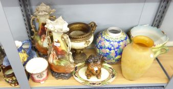 GROUP OF MID TWENTIETH CENTURY AND LATER PORCELAIN ITEMS TO INCLUDE; PAIR OF CAPO DI MONTE STYLE