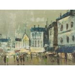 R.KING (TWENTIETH CENTURY) OIL PAINTING ON CANVAS Continental street scene signed 11 ½" x 15 ¼" (