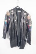 TWO 'SALUTTI' LADY'S LEATHER JACKETS, one white with grey panels and zip fronted, and one black with