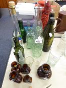 GLASS BOTTLES AND JARS, ADVERTISING VARIOUS BEERS, OXO, BOVRIL ETC.....