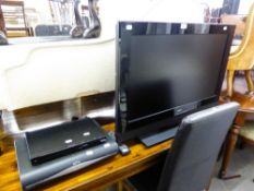 TECHNIKA 31" FLAT SCREEN COLOUR TELEVION, SKYBOX AND A PANASONIC DVD PLAYER (3)