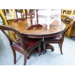 EARLY NINETEENTH CENTURY MAHOGANY BREAKFAST TABLE, the moulded circular snap top above a heavy