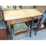 MAHOGANY SLOPED-FRONT WRITING DESK HAVING TWO DRAWERS, ON TURNED LEGS