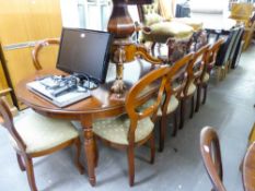 GOOD QUALITY MAHOGANY REPRODUCTION DINING TABLE WITH TWO EXTRA LEAVES, 8'11" (271.7cm) long,