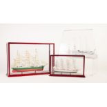 THREE MODERN NAVIGATOR MODEL OF CLIPPER AND SAILING SHIPS, each in display case with name of ship