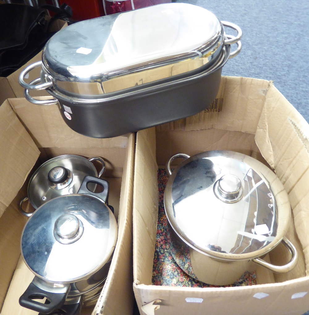 STELEAR STAINLESS STEEL THREE TIER STEAMER, FISH KETTLE AND STAINLESS STEEL STOCK POT