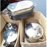 STELEAR STAINLESS STEEL THREE TIER STEAMER, FISH KETTLE AND STAINLESS STEEL STOCK POT