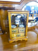 EARLY 20th CENTURY OAK SMOKER'S CABINET WITH ACCESSORIES