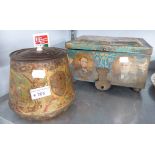 A VINTAGE TIN 'VICTORY GUM FACTORY' AND ANOTHER TWO HANDLED TIN COMMEMORATIVE THE JUBILEE OF THE