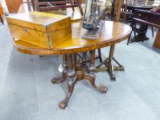 A LATE VICTORIAN SMALL OVAL WALNUTWOOD OCCASIONAL TABLE